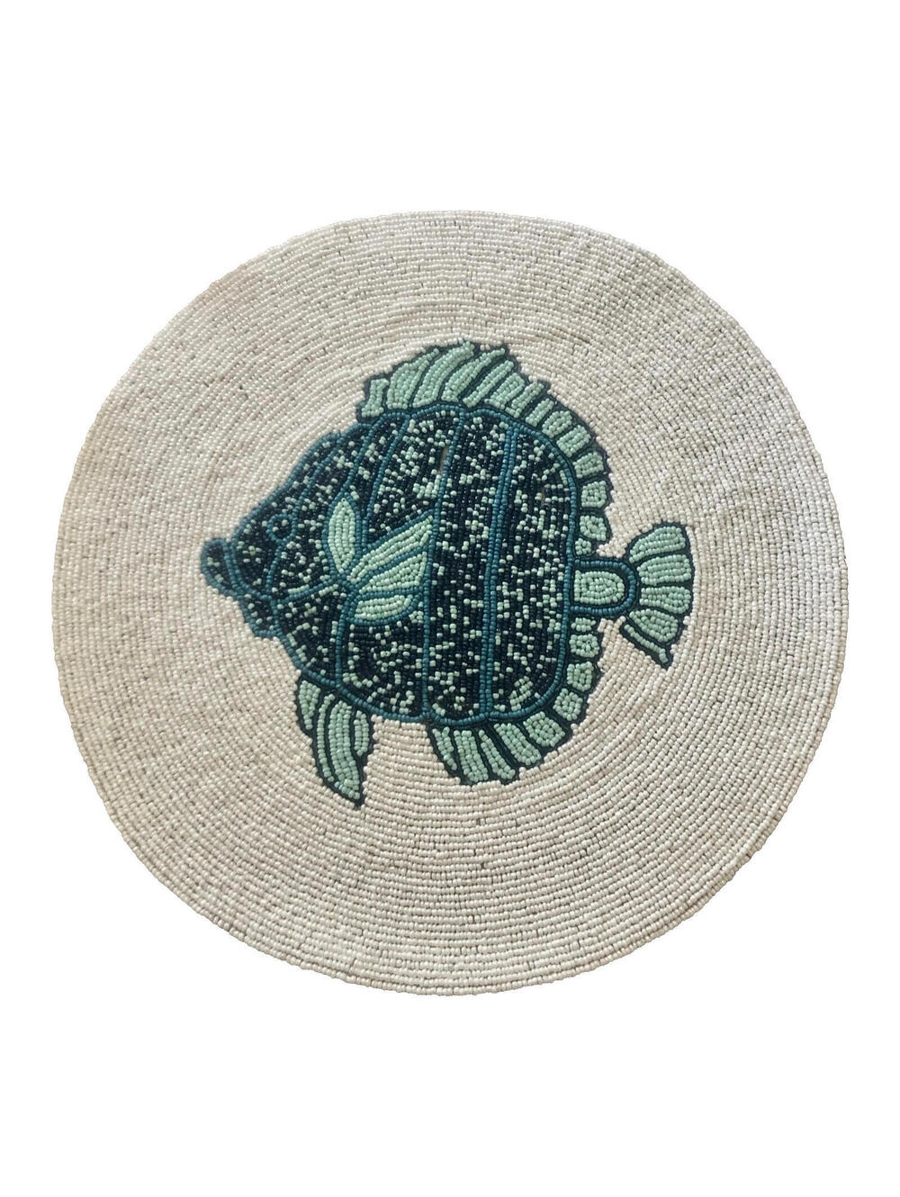 NWT SECRET CELEBRITY Beaded Centerpiece Blue Fish Placemat Charger 15" R